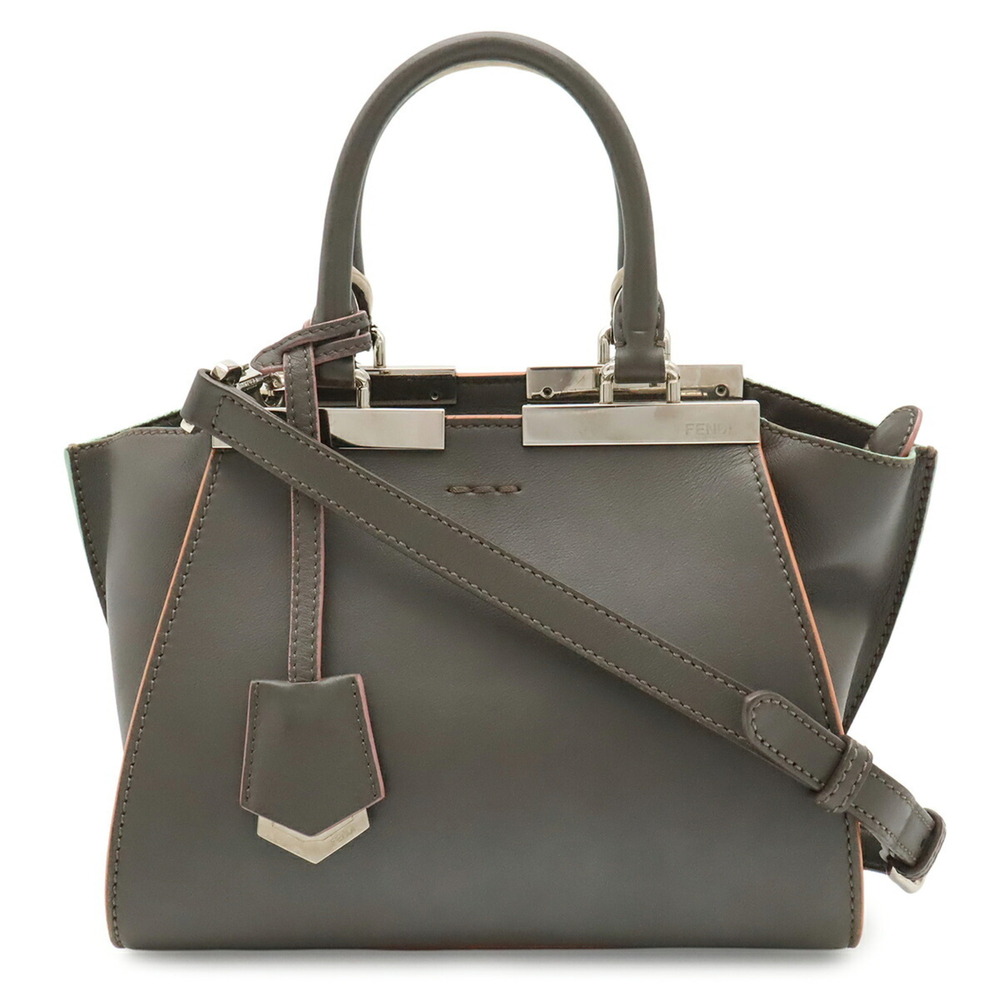 FENDI Gray Leather Shoulder Bag